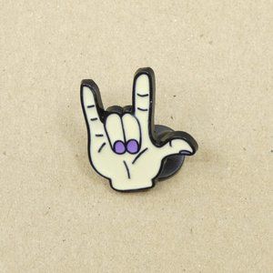FREE ADD ON WITH PURCHASE I Love You ASL Hand/Heavy Metal Devil Horns Pin